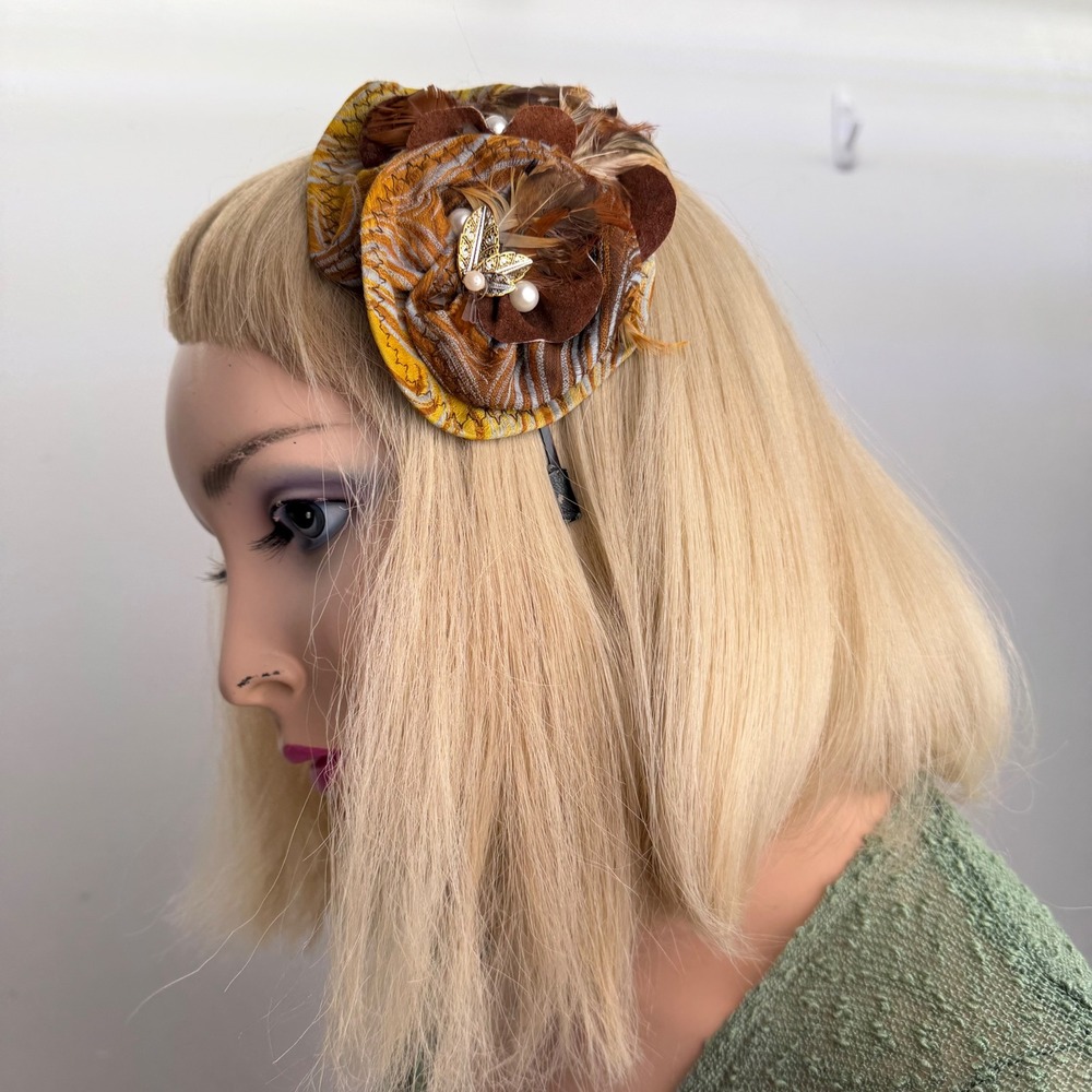 Handmade‎ Fascinator Headband Feather Butterfly Boho Whimsical Fairycore  OS - Picture 5 of 8